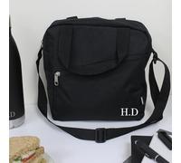 eBuyGB Personalised Black Adults Insulated Cooler Lunch Bag with Initials, Work Office Sandwich Drink Bag, Employee Colleague Staff Christmas Reward Gift