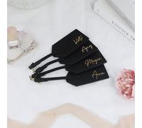 eBuyGB Personalised Black Luggage Tag, PU Leather Suitcase Name Tag, Destination Wedding, Hen Party Abroad, Bridesmaid, Maid of Honour Gifts (Pack of 3)