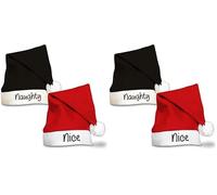 eBuyGB Personalised Black Naughty Santa Hat for Adults, Polyester Christmas Hat, One Size Xmas Hats with Festive Symbol, Staff Party, Christmas Party Hats, New Years Eve