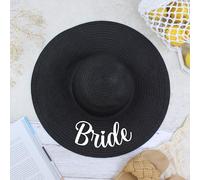 eBuyGB Personalised Bride Hat, Destination Wedding, Mrs Beach Hat with Married Name, Honeymoon Bride, Bachelorette Hat, Wife Sun Hat (Black)