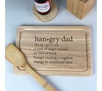 eBuyGB Personalised Cheeseboard Wooden Hangry Dad Dictionary Definition Rectangle Chopping Board, Wood