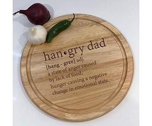 eBuyGB Personalised Cheeseboard Wooden Hangry Dad Dictionary Definition Rectangle Chopping Board, Wood