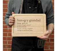 eBuyGB Personalised Cheeseboard Wooden Hangry Grandad Dictionary Definition Rectangle Chopping Board, Wood