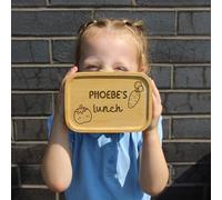 eBuyGB Personalised Children’s Lunch Box, Laser Engraved Metal Lunch Box with Bamboo Lid & Cutlery, Kids 600ml Snack Box, Back to School Lunch Box