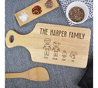 eBuyGB Personalised Chopping Board Custom Family Portrait, Mother's Day, Hand Drawn Stick Figures, Family Name, Cutting Board, Housewarming, Birthday, Wedding, Anniversary