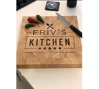 eBuyGB Personalised Chopping Board, Large Wooden End Grain Square Cheeseboard, Cutting Board, Serving Board, Wedding Gift, Birthday Present, New Home