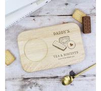 eBuyGB Personalised Dad’s Tea & Biscuits Board, Daddy Father’s Day Gift, Engraved Wood Treat Tray, Tea Lover Gifts, Gift for Dad, Birthday Him
