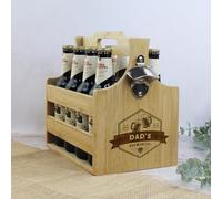 eBuyGB Personalised Dad's Brewery Crate, 8 Pack Beer Caddy with Bottle Opener, Father's Day Gift, Birthday Present for Him
