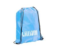 eBuyGB Personalised Drawstring Bag with Custom Name, Kids Backpack, Gym Rucksack, School Sport Bag, Children's PE Kit (Light Blue)