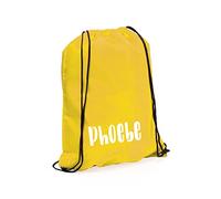 eBuyGB Personalised Drawstring Bag with Custom Name, Kids Backpack, Gym Rucksack, School Sport Bag, Children's PE Kit (Yellow)