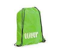 eBuyGB Personalised Drawstring Bag with Custom Name, Kids Backpack, Gym Rucksack, School Sport Bag, Children's PE Kit (Lime Green)