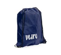 eBuyGB Personalised Drawstring Bag with Custom Name, Kids Backpack, Gym Rucksack, School Sport Bag, Children's PE Kit (Navy)