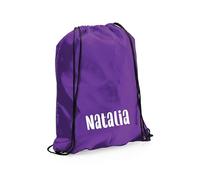 eBuyGB Personalised Drawstring Bag with Custom Name, Kids Backpack, Gym Rucksack, School Sport Bag, Children's PE Kit (Purple)