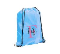 eBuyGB Personalised Drawstring Bag with Initial & Name, Monogrammed Kids Backpack, Gym Rucksack, School Sport Bag, Children's PE Kit (Light Blue)