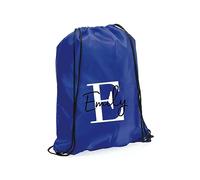 eBuyGB Personalised Drawstring Bag with Initial & Name, Monogrammed Kids Backpack, Gym Rucksack, School Sport Bag, Children's PE Kit (Blue)