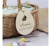 eBuyGB Personalised Easter Egg Basket Tag, Easter Basket Tags, Easter Bag Name Tag, Wooden Baby Easter Gift, Kids Easter Favours
