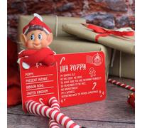 eBuyGB Personalised Elf Arrival Postcard, Red Acrylic Postcard, Children’s Christmas Mail, Elf Letter Xmas Decoration (4 Hole)