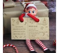 eBuyGB Personalised Elf Arrival Postcard, Wooden Christmas Postcard, Elf Return Letter, Elf Stamp, Welcome Back Elf Mail