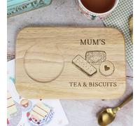 eBuyGB Personalised Engraved Mum's Tea and Biscuit Serving Board, Gift for Mummy, Mom, Mother