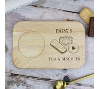 eBuyGB Personalised Engraved Papa's Tea and Biscuit Serving Board, Gift for Grandpa, Grandad, Taid