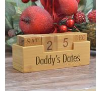 eBuyGB Personalised Everlasting Perpetual Wooden Desktop Yearly Calendar, Motivational Quote, Company Name, Engraved Business Logo