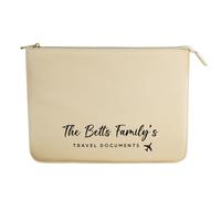 eBuyGB Personalised Family Passport Holder A4 Travel Document Wallet, Faux Leather Travel Folder, Zipped Family Name Passport Organiser, Holiday Travel Pouch for Passports, Boarding Passes (Oyster)