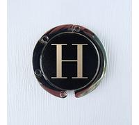 eBuyGB Personalised Foldable Purse Hook, Folding Handbag Table Hanger, Portable Bag Hanger, Desk Hooks - Chose from 4 Designs (Black)