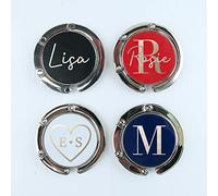 eBuyGB Personalised Foldable Purse Hook, Folding Handbag Table Hanger, Portable Bag Hanger, Desk Hooks - Chose from 4 Designs (Red)
