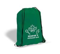 eBuyGB Personalised Forest School Bag, Custom Kids Drawstring Rucksack, PE Kit Bag with Name, Children’s Outdoor Activity Club Backpack (Green)