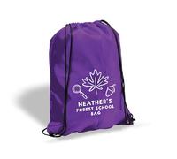 eBuyGB Personalised Forest School Bag, Custom Kids Drawstring Rucksack, PE Kit Bag with Name, Children’s Outdoor Activity Club Backpack (Purple)