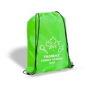 eBuyGB Personalised Forest School Bag, Custom Kids Drawstring Rucksack, PE Kit Bag with Name, Children’s Outdoor Activity Club Backpack (Lime Green)