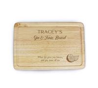 eBuyGB Personalised G&T Chopping Board, Engraved Gin and Tonic Board for Gin Lovers, Custom Wooden Drinks Chopping Board Gift, Bar & Cocktail Gift for Her or Him
