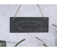 eBuyGB Personalised Grandad’s Garden Sign, Hanging Slate Plaque, Gardening Lover Gift, Grandad Father’s Day Gifts, A Place Where Love Grows