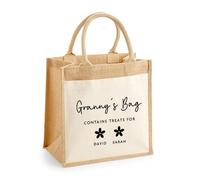 eBuyGB Personalised Grandma Jute Bag, Grandma Gift, Grandma Shopping Bag, Birthday Gift for Granny, From Grandchildren Keepsake Gift (Large)