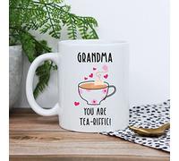 eBuyGB Personalised Grandma You are Tea-Riffic Mug, Terrific Nana, 350ml Ceramic Cup, Tea Design, Tea Pun, Mother's Day, Birthday Gift for Granny, Gran