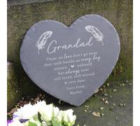 eBuyGB Personalised Graveside Memorial Ornament, Large Memorial Plaque, Slate Heart Shaped Cemetery Grave Decoration, Loved One Remembrance Gift