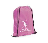 eBuyGB Personalised Gymnastics Ballet Bag, Kids Reusabke Nylon Dance Shoes Drawstrinh Bag for Girls & Boy - 20 Poses to Choose From (Light Pink)