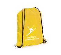 eBuyGB Personalised Gymnastics Ballet Bag, Kids Reusabke Nylon Dance Shoes Drawstrinh Bag for Girls & Boy - 20 Poses to Choose From (Yellow)