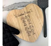 eBuyGB Personalised Heart Chopping Board, This Grandma Belongs To, Custom Family Portrait, Hand Drawn Stick Figures, Cutting Board, Family Members, Grandchildren/Kids Names, Birthday, Idea