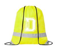 eBuyGB Personalised High Viz Name & Initial Drawstring Bag, Children’s Reflective Monogrammed School Bag, Hobby PE Bag Swimming Club (Yellow)