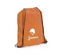 eBuyGB Personalised Horse Bag, Kids Reusable Nylon Drawstring Horse Riding Bag for Girls & Boy (Orange)