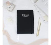eBuyGB Personalised Journal Notebook, Soft Touch Hardback A5 Lined Journal with Any Name, Travel Dream Journal, To Do List, 2024 Planner Stationery (Black)