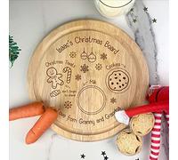 eBuyGB Personalised Kids Christmas Board, Cooking & Milk Tray for Children, Round Wooden Engraved Snack Treat Plate, Keepsake