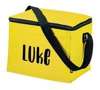eBuyGB Personalised Kids Lunch Bag with Custom Name, Insulated Back to School Toddler Lunch Box, Yellow Children's Cooler with Shoulder Strap