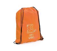eBuyGB Personalised Kids Unisex Drawstring Backpack, Children's Welly Bag (Orange, 34 x 42 cm)