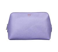 eBuyGB Personalised Make Up Bag, Large PU Leather Initials Cosmetics Toiletry Bag, Bride Bridesmaid Bridal Party Gift, Monogram Accessory Case (Lilac)