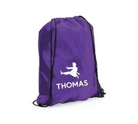 eBuyGB Personalised Martial Arts Bag, Kids Unisex Karate Drawstring Bag Boot Backpack for Sports Day, Girls Boys Rucksack (Purple)