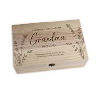 eBuyGB Personalised Memorial Keepsake Box, Bereavement Sympathy Gift, Loved One Memory Box, In Loving Memory, Remembrance Box for Grandma (24x14cm Rectangle)
