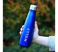 eBuyGB Personalised Metal Water Bottle, 630ml Reusable Stainless Steel Drinks Bottle - Unisex Custom Name - Use for School, Gym, Outdoor, Yoga & Sports (Blue)