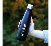 eBuyGB Personalised Metal Water Bottle, 630ml Reusable Stainless Steel Drinks Bottle - Unisex Custom Name - Use for School, Gym, Outdoor, Yoga & Sports (Black)